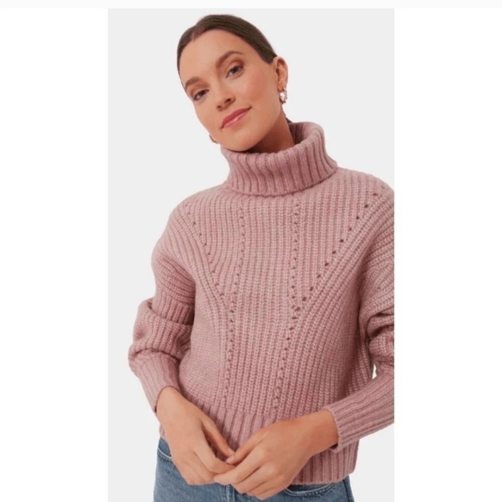 Varley Pointelle Turtleneck Sweater - Dusty Rose